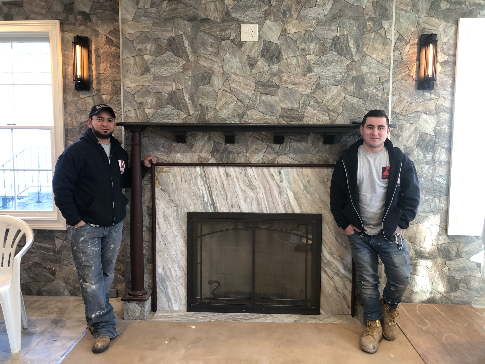 Stone line fireplace